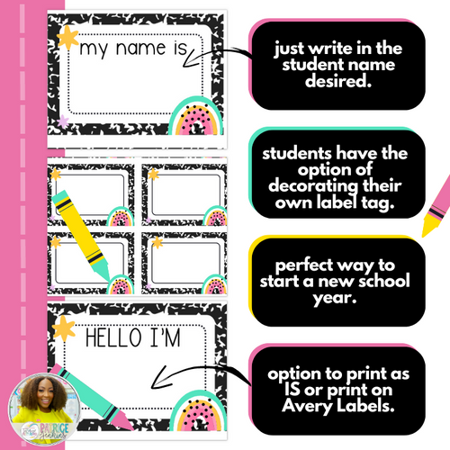 Back to School Editable Student Name Badge Tags