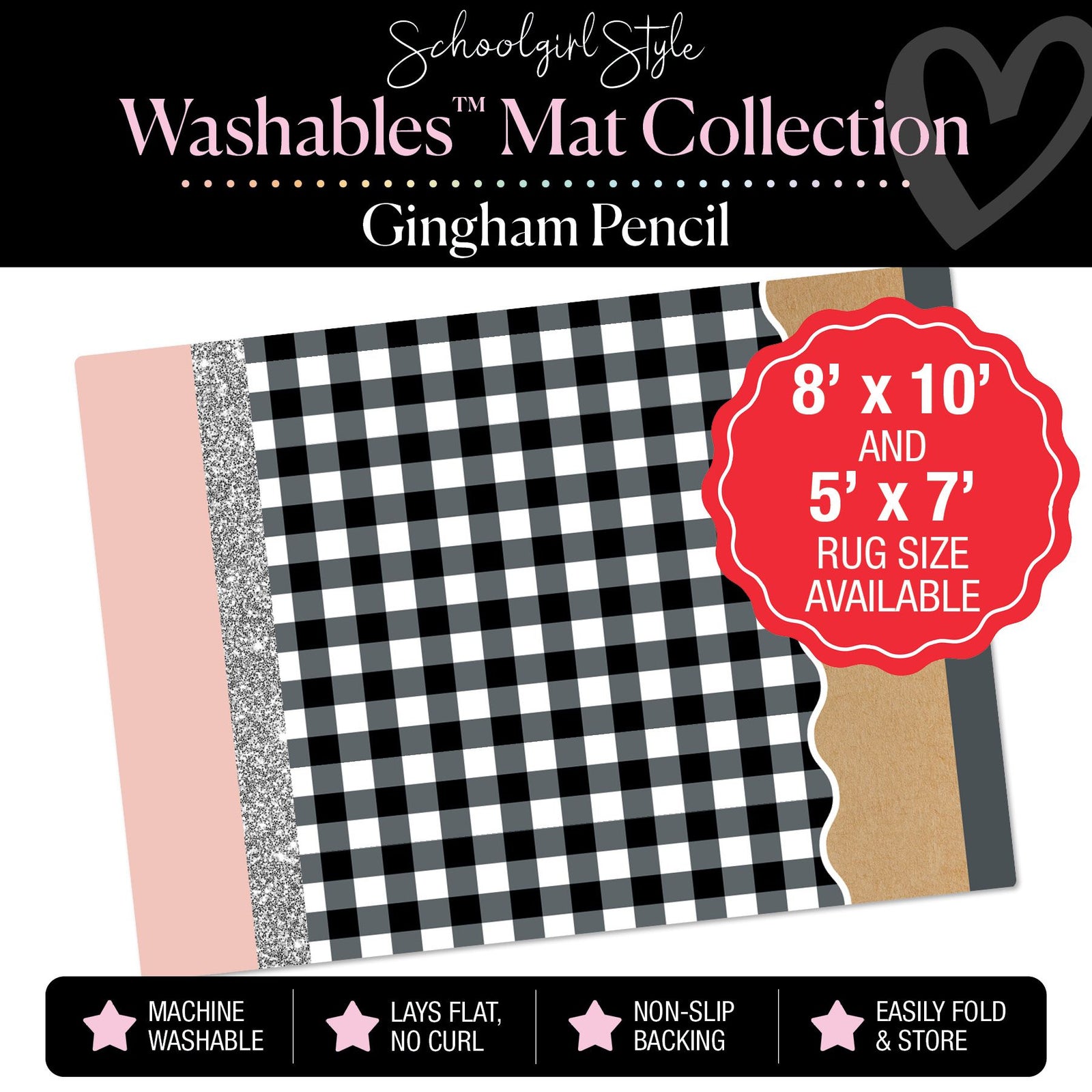 Gingham Pencil Classroom Mat by Schoolgirl Style