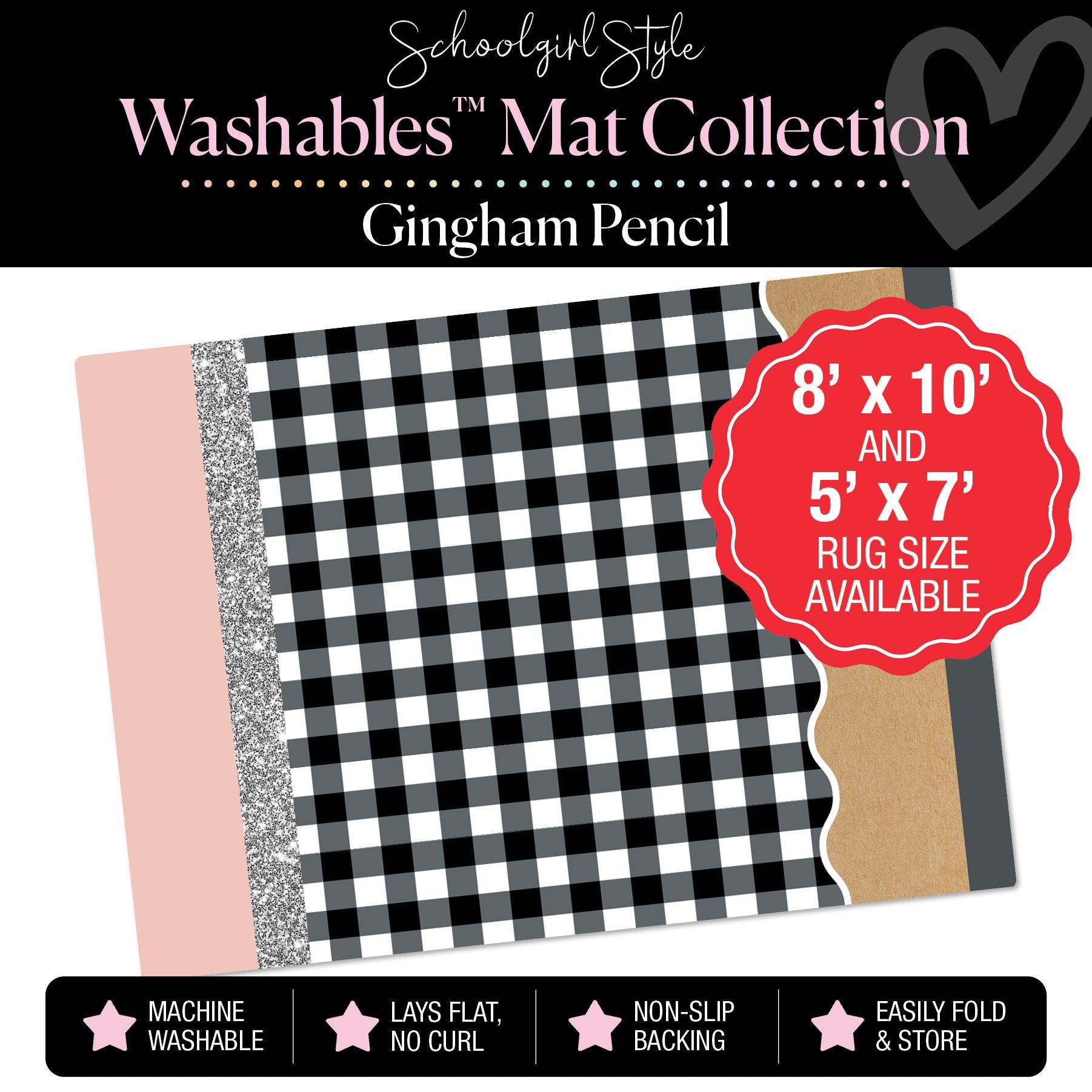 Gingham Pencil Classroom Mat by Schoolgirl Style