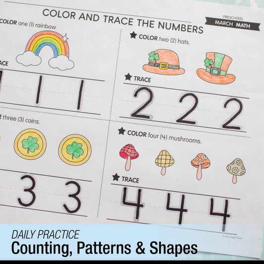 Printable Preschool March Daily Math