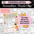 Load image into Gallery viewer, Printable Kindergarten November Week 1 Resources
