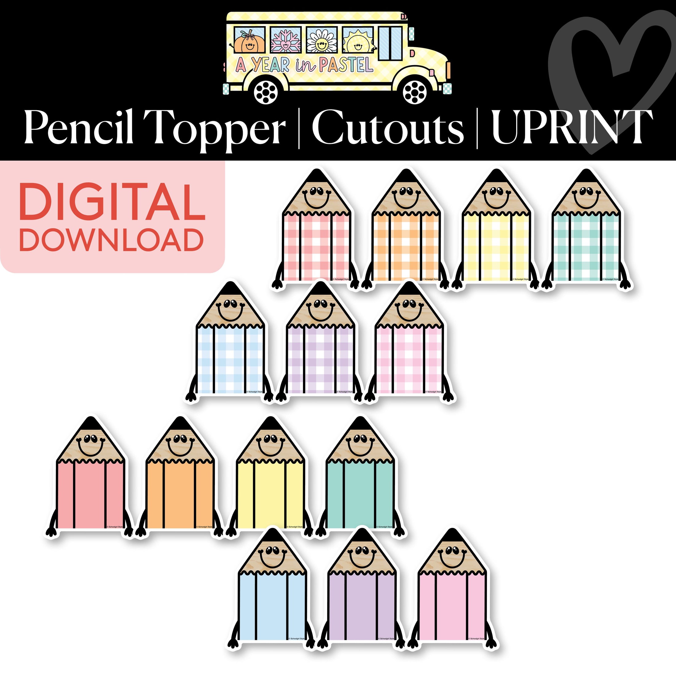 Printable Pencil Topper Cutouts | A Year In Pastel