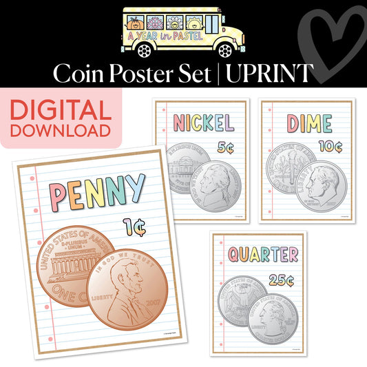 Printable Coin Poster Set | A Year In Pastel