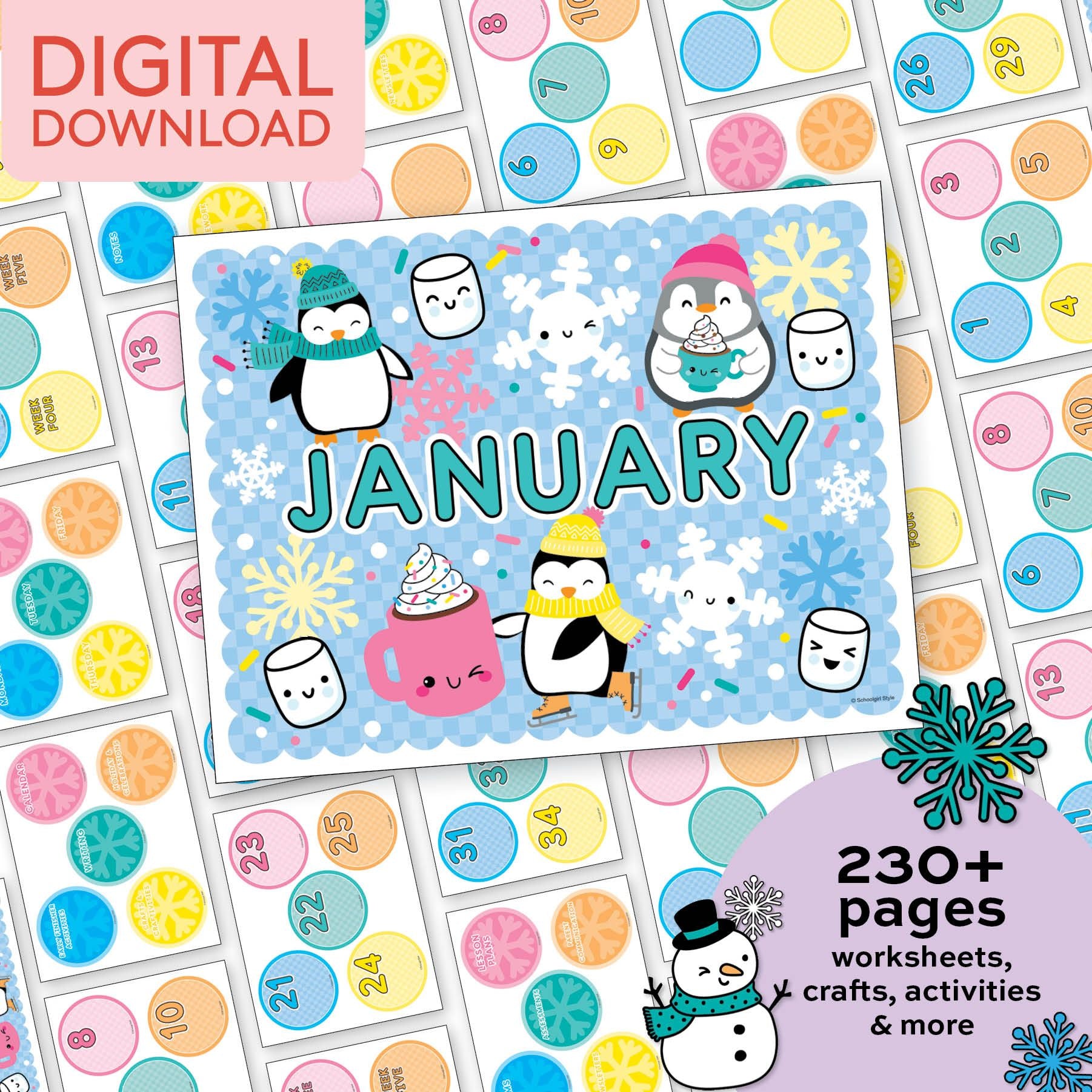 Printable Second Grade January Thematic Unit Bundle
