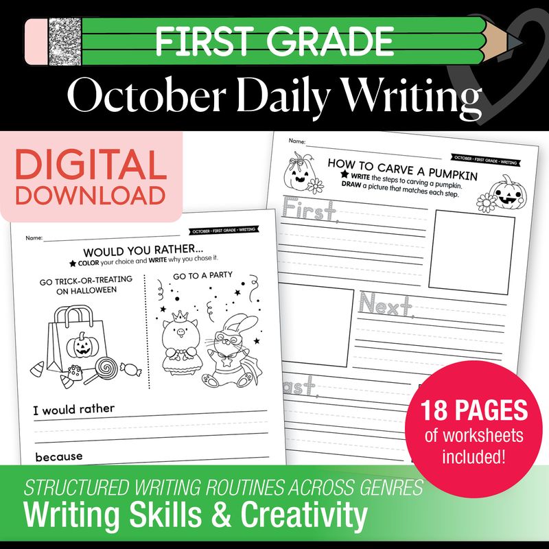 Printable First Grade October Daily Writing
