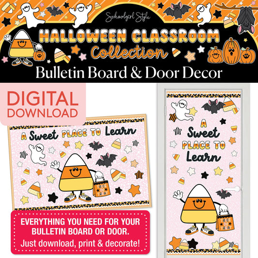 Printable Halloween Candy Corn Bulletin Board Set | 90s Teacher