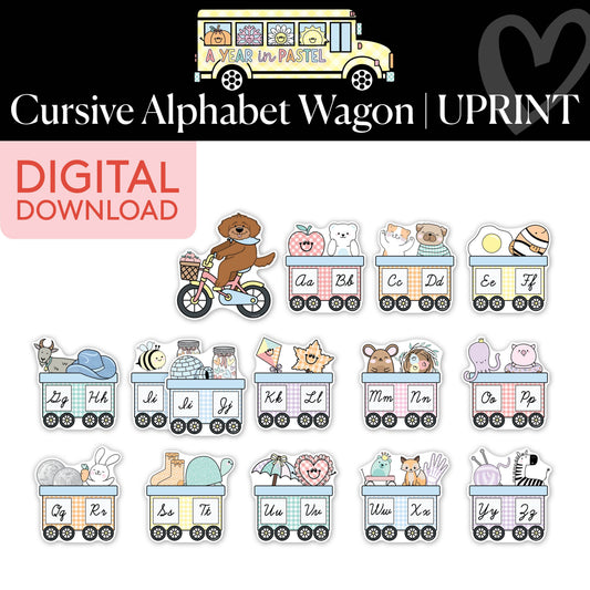 Printable Cursive Alphabet Wagon | A Year In Pastel