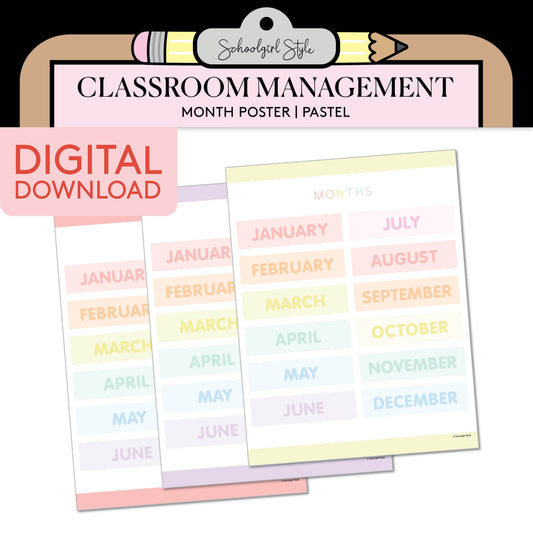 Printable Pastel Months of the Year Poster