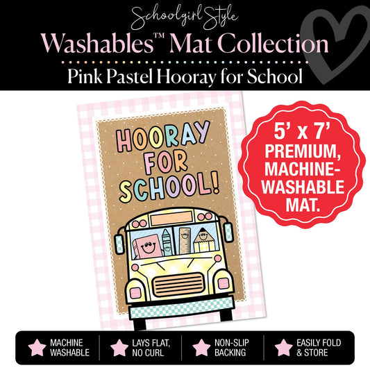 Pastel Pink Hooray For School Classroom Mat by Schoolgirl Style
