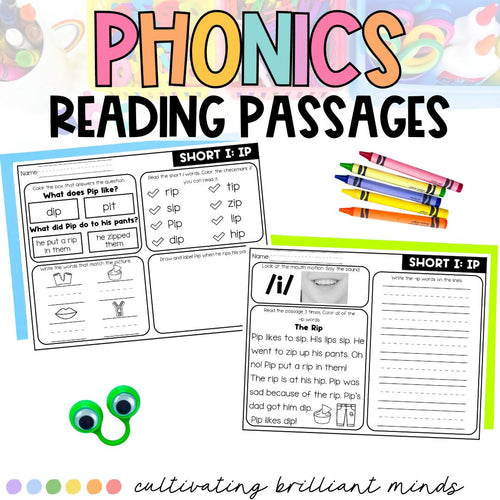 Short I Reading Passages | Decodable Passages with Comprehension Questions | SoR