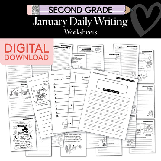 Printable Second Grade January Daily Writing