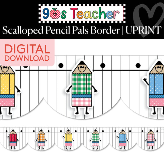 Printable Retro Pencil Pals Border | 90s Teacher