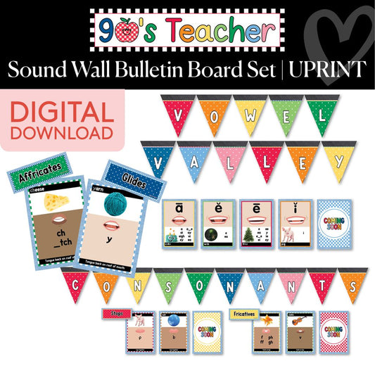 Printable Retro Sound Wall Bulletin Board Set | 90s Teacher