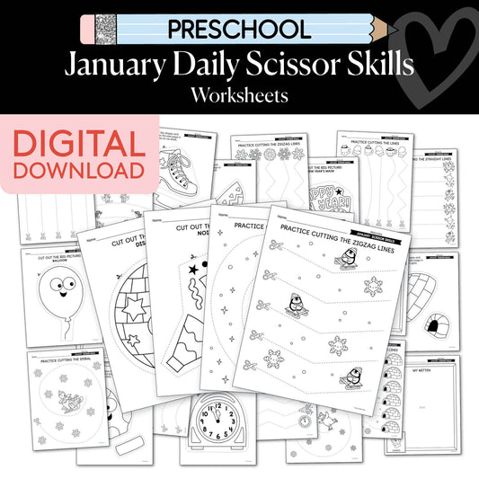 Printable Preschool January Daily Scissor Skills