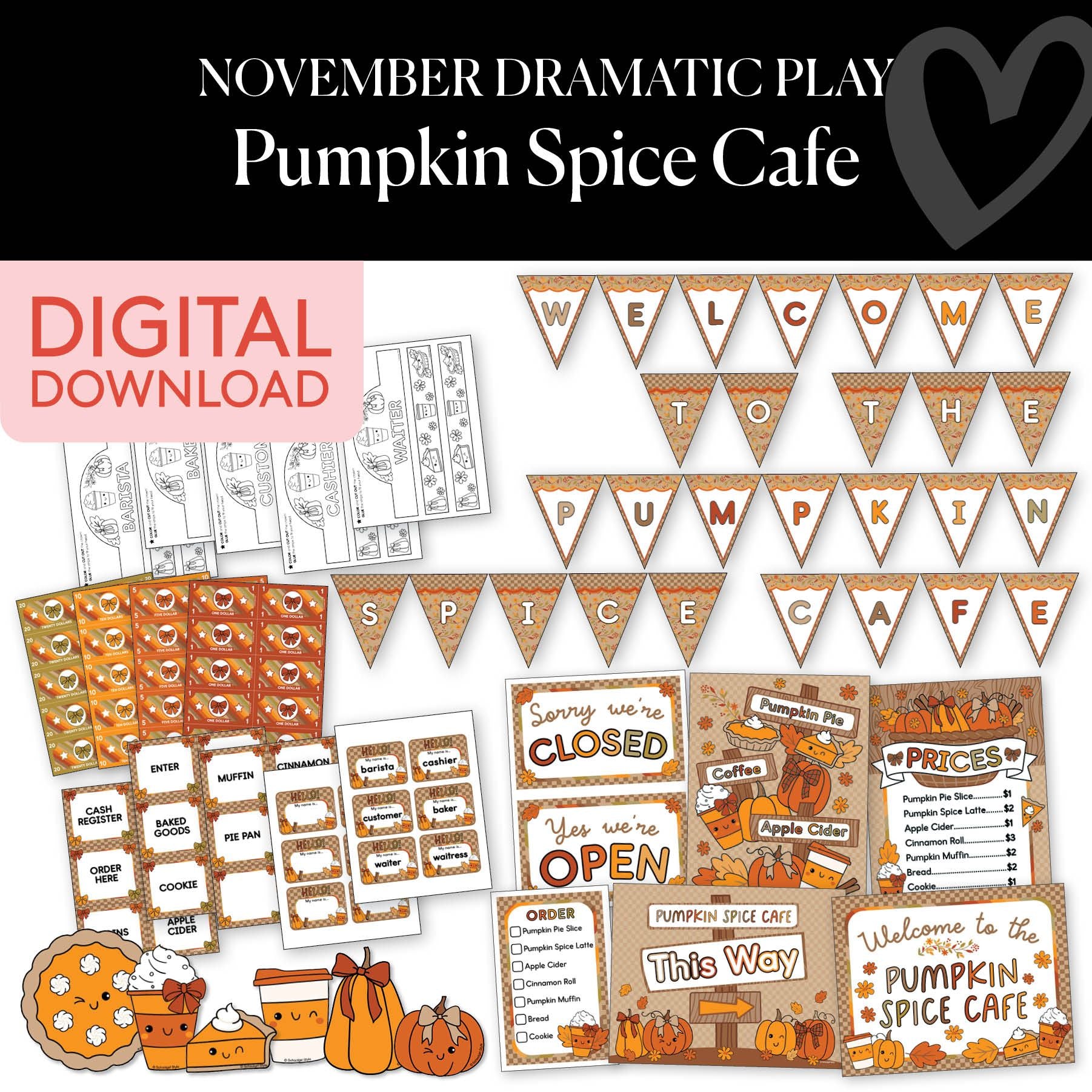 Printable November Dramatic Play Pumpkin Spice Cafe