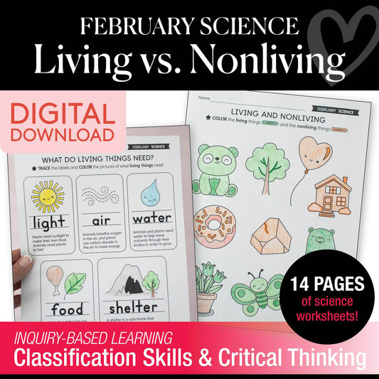 Printable February Science Living vs. Nonliving