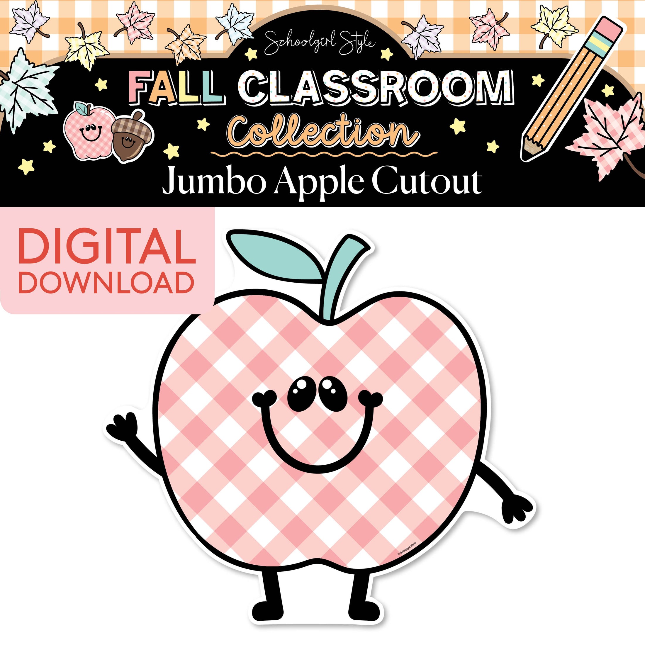 Printable Pastel Fall Apple Jumbo Cutouts