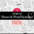 Load image into Gallery viewer, Printable March Mazes and Word Searches
