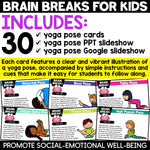 Mindfulness Activities Yoga Pose Cards Brain Breaks Calming Strategies SEL