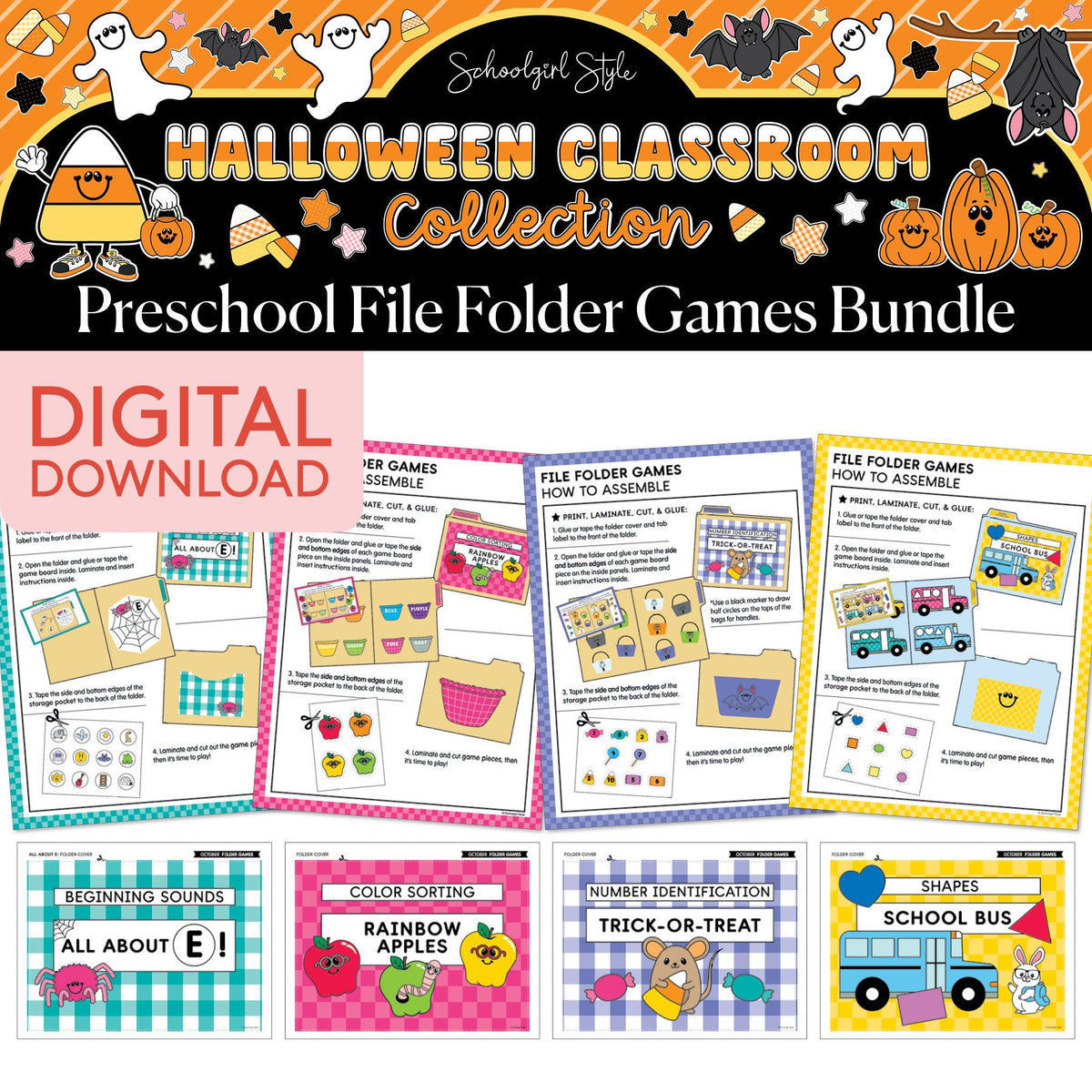 Printable Halloween October Preschool File Folder Games | 90s Teacher