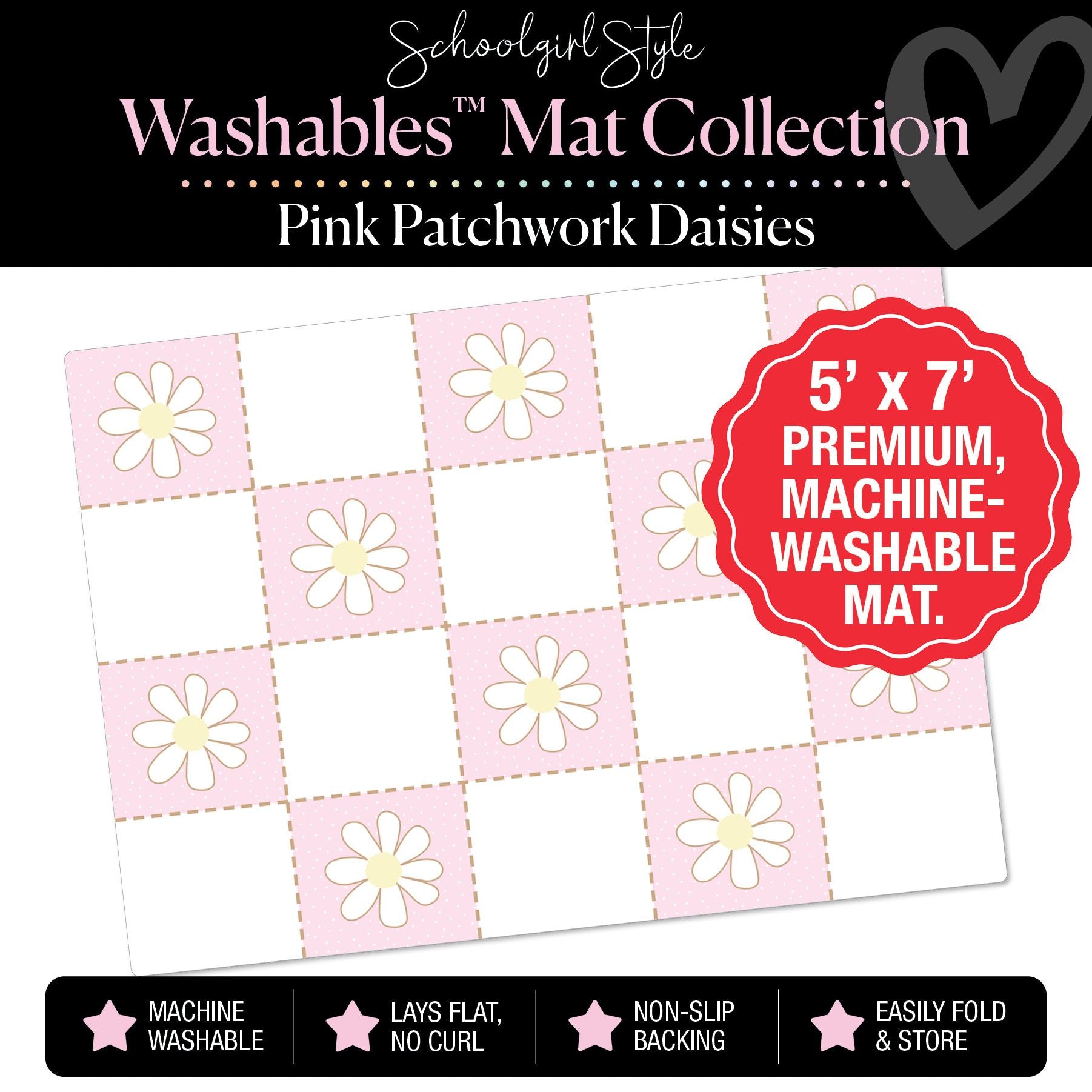 Pink Patchwork Flowers Classroom Mat by Schoolgirl Style