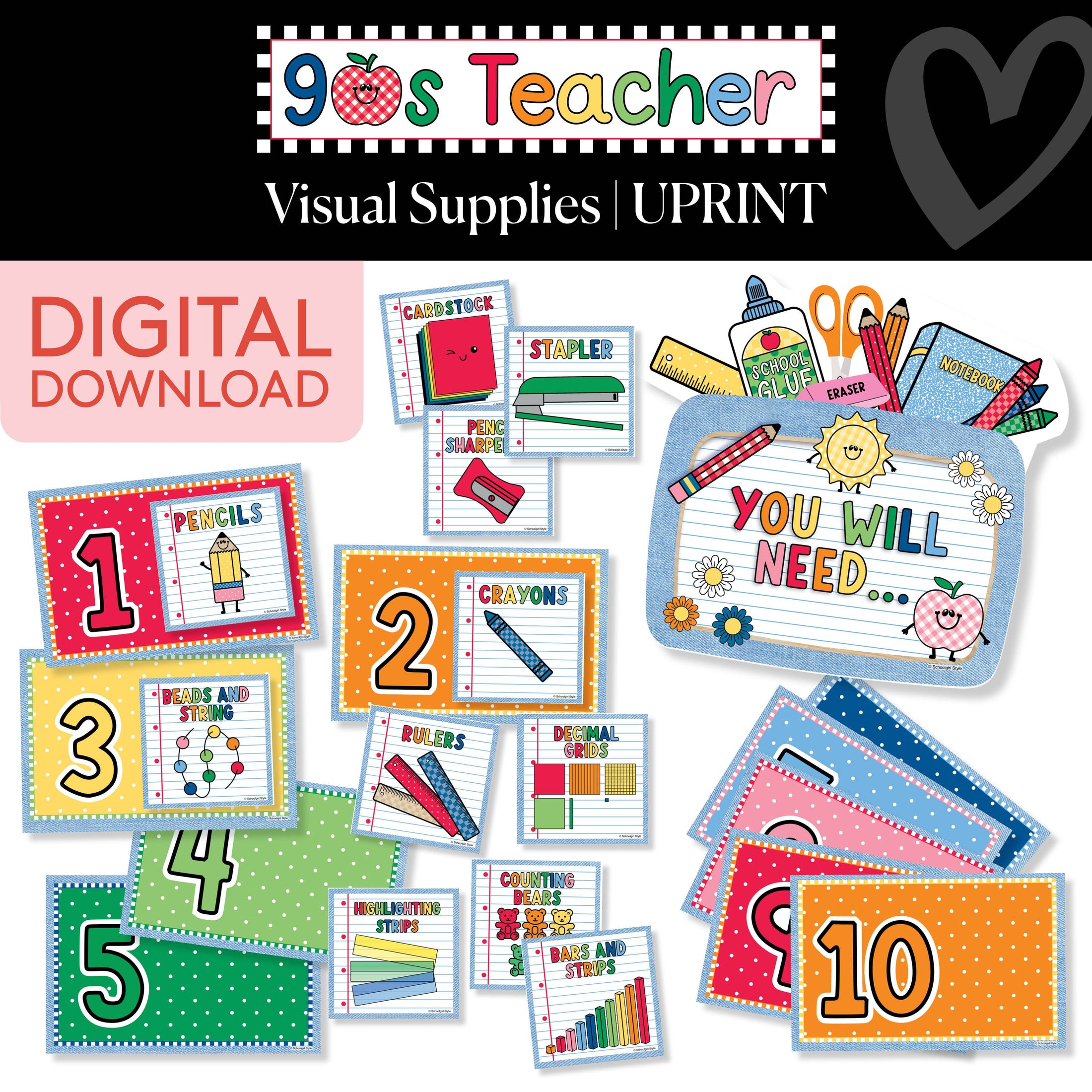 Printable Retro Visual Supplies | 90s Teacher
