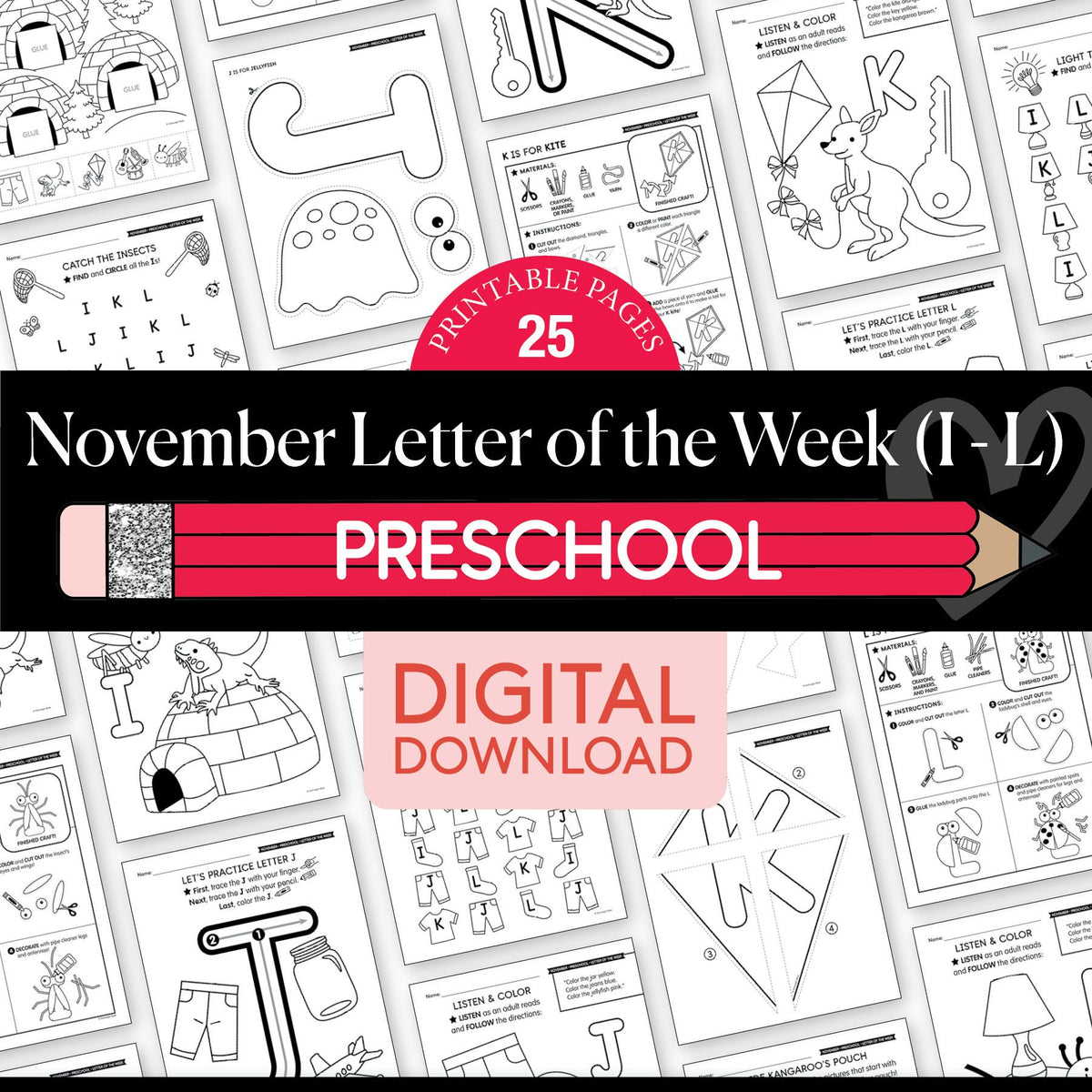 Printable Preschool November Letter of the Week (I-L)