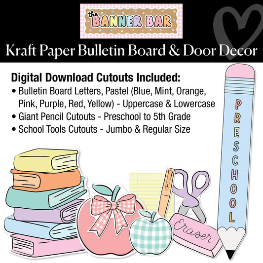 Pastel Kraft Paper Board & Door Decor Bundle | Banner Bar