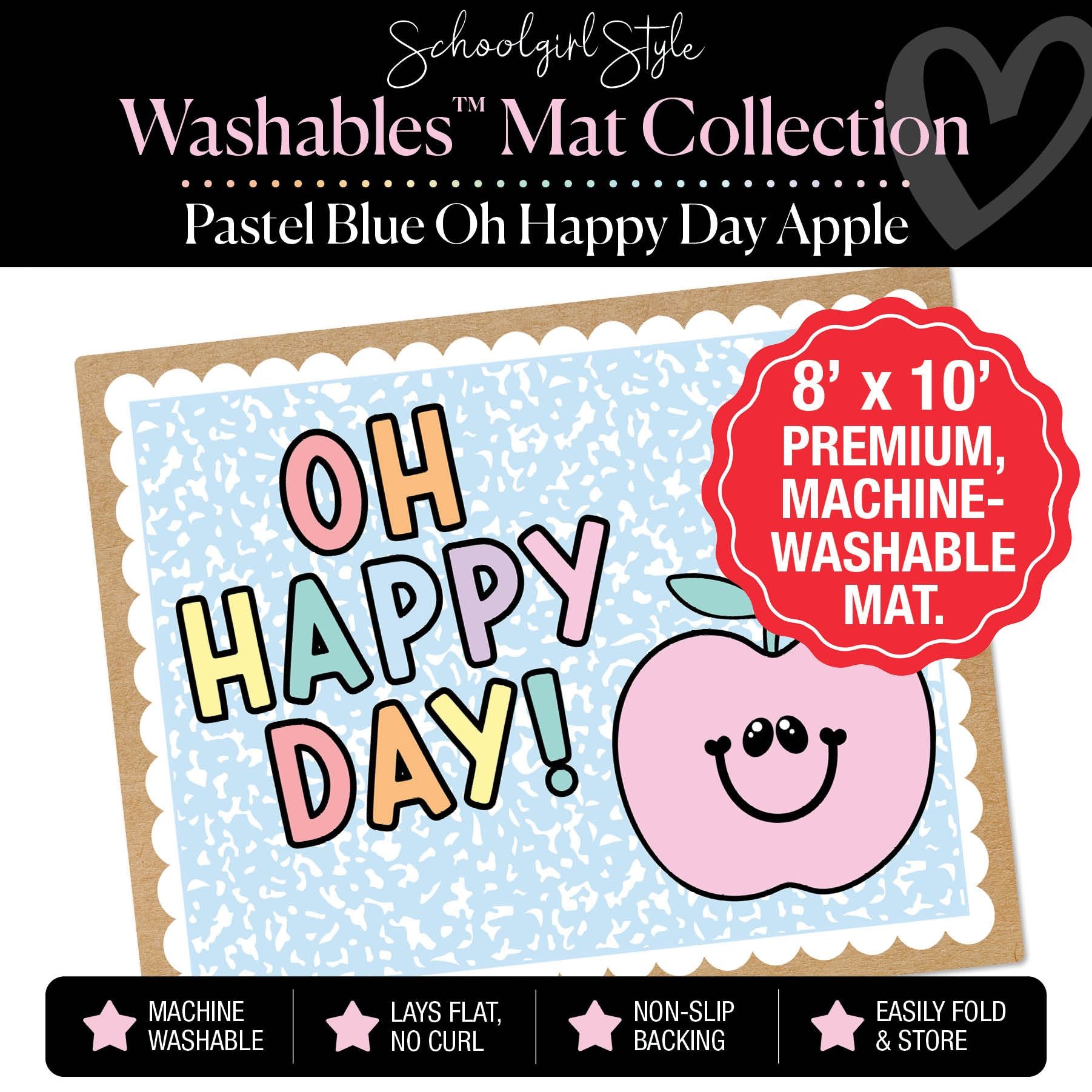 Pastel Blue Oh Happy Day Apple Classroom Mat by Schoolgirl Style