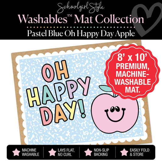 Pastel Blue Oh Happy Day Apple Classroom Mat by Schoolgirl Style