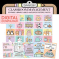 Load image into Gallery viewer, Printable Pastel Classroom Library Labels & Posters – Book Bin Labels with Visuals (180-Label Set)
