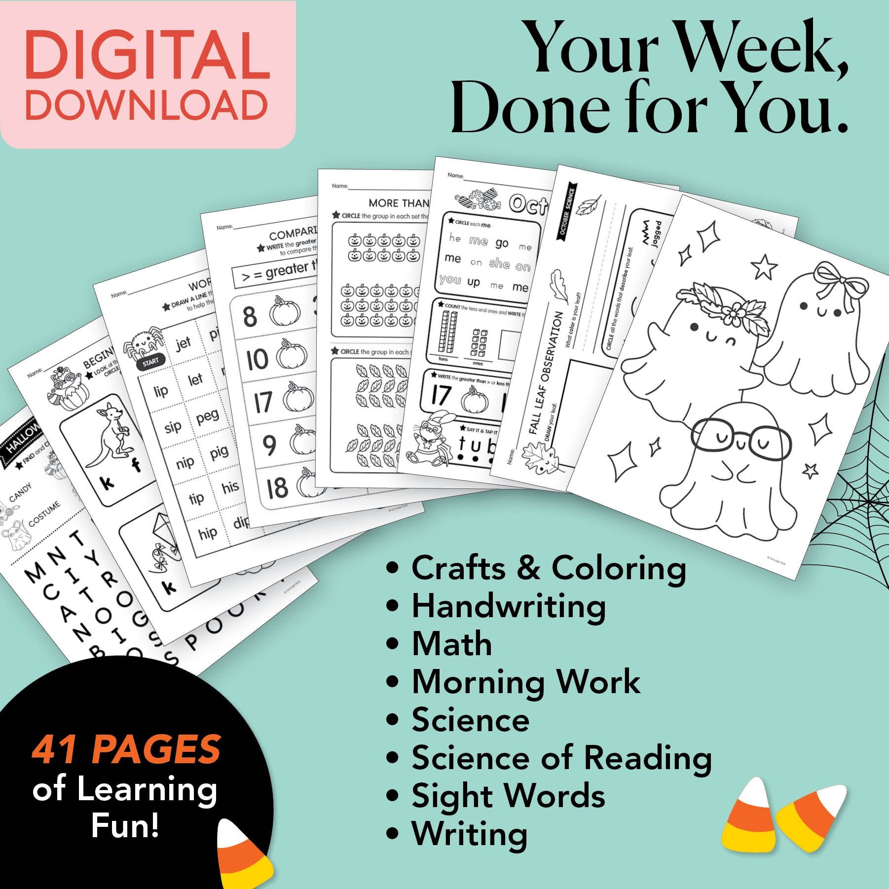 Printable First Grade October Week 3 Resources