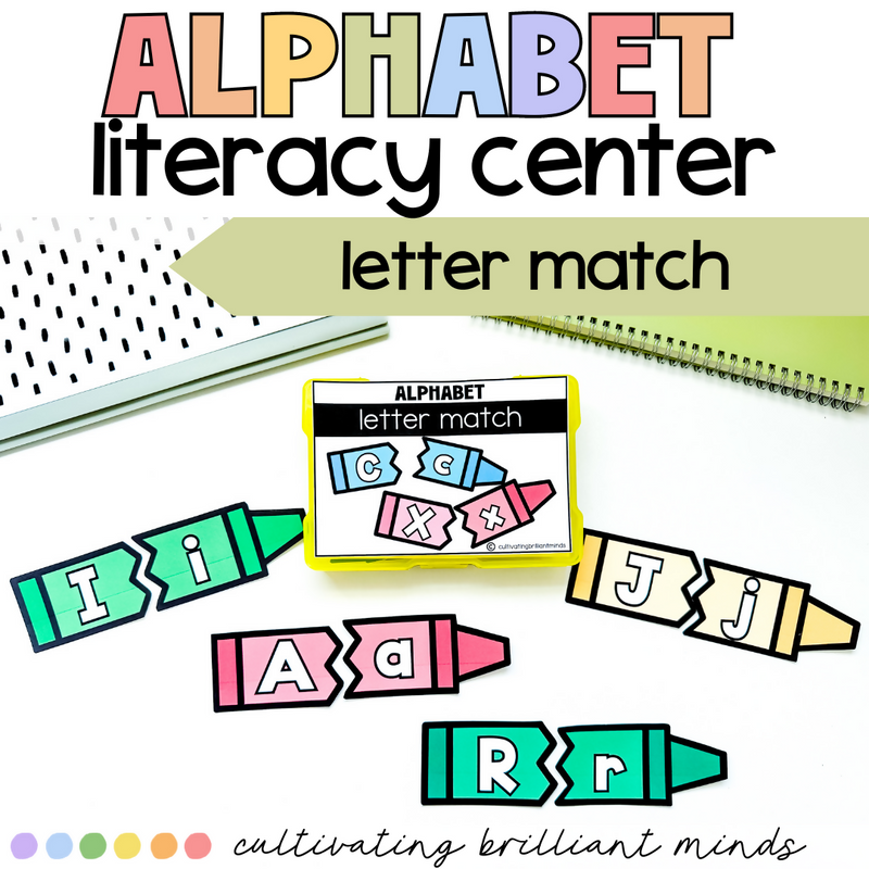 Back to School Crayon Alphabet Match Literacy Center | Alphabet Activities