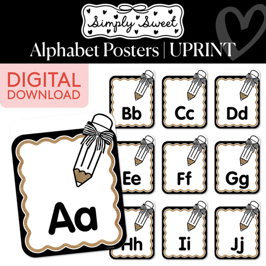 Printable Classic Black and White Alphabet Posters | Simply Sweet