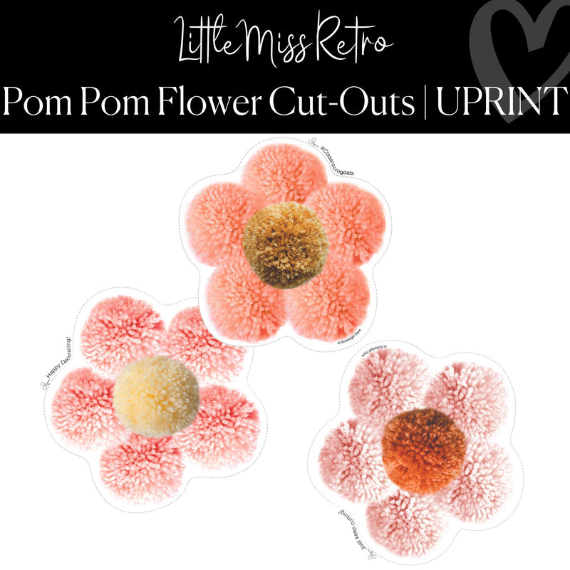 Pom Pom Flower Cut-Outs | Little Miss Retro | UPRINT | Schoolgirl Style
