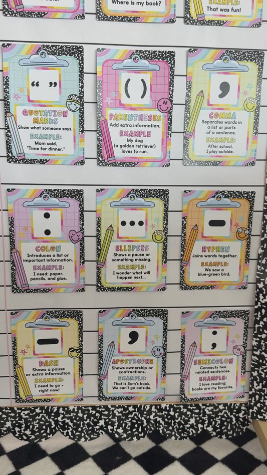printable rainbow punctuation cards  