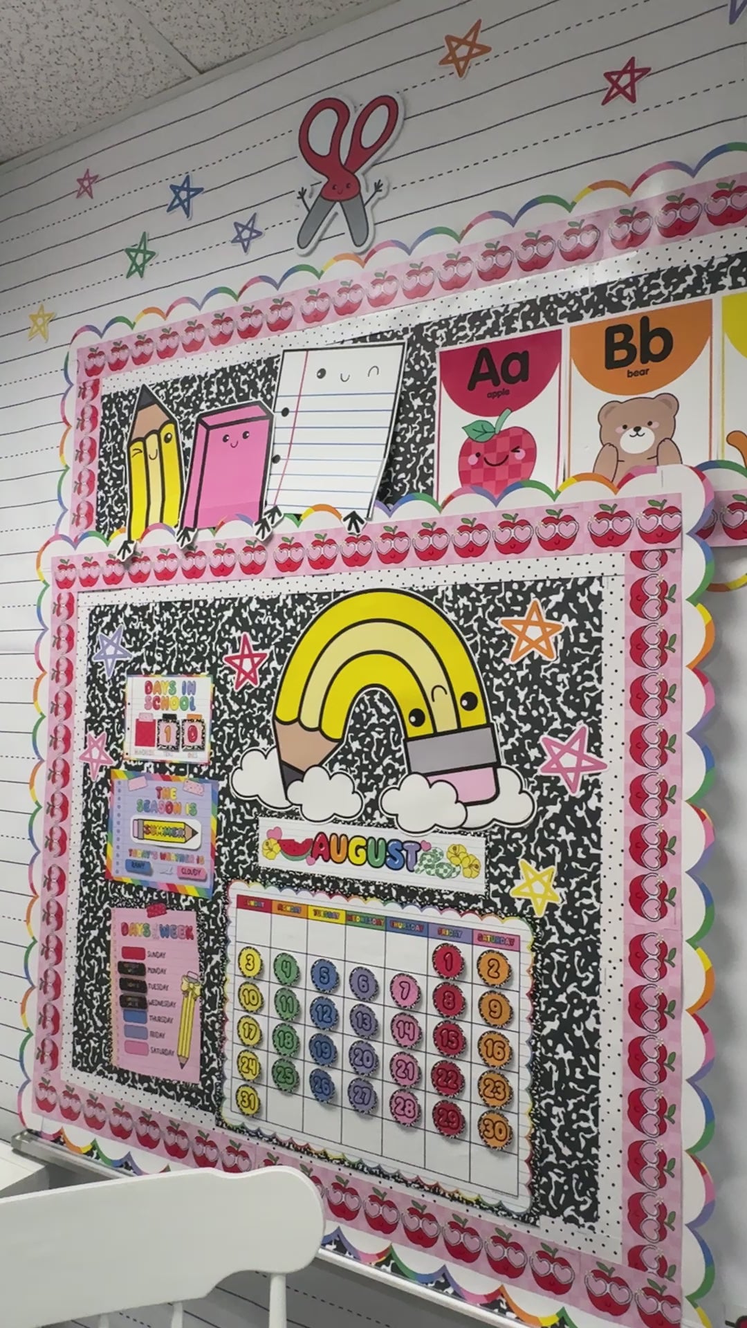 bright rainbow calendar pencil topper 