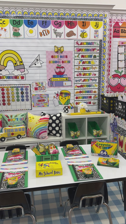 Bright rainbow pencil calendar topper 
