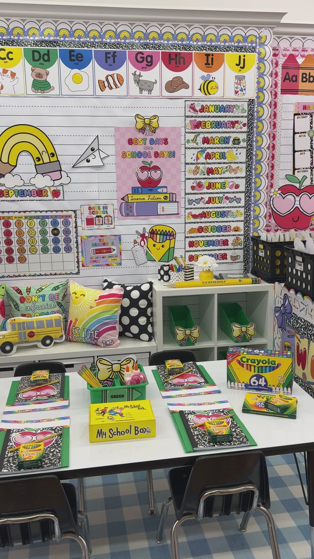 Bright rainbow pencil calendar topper 