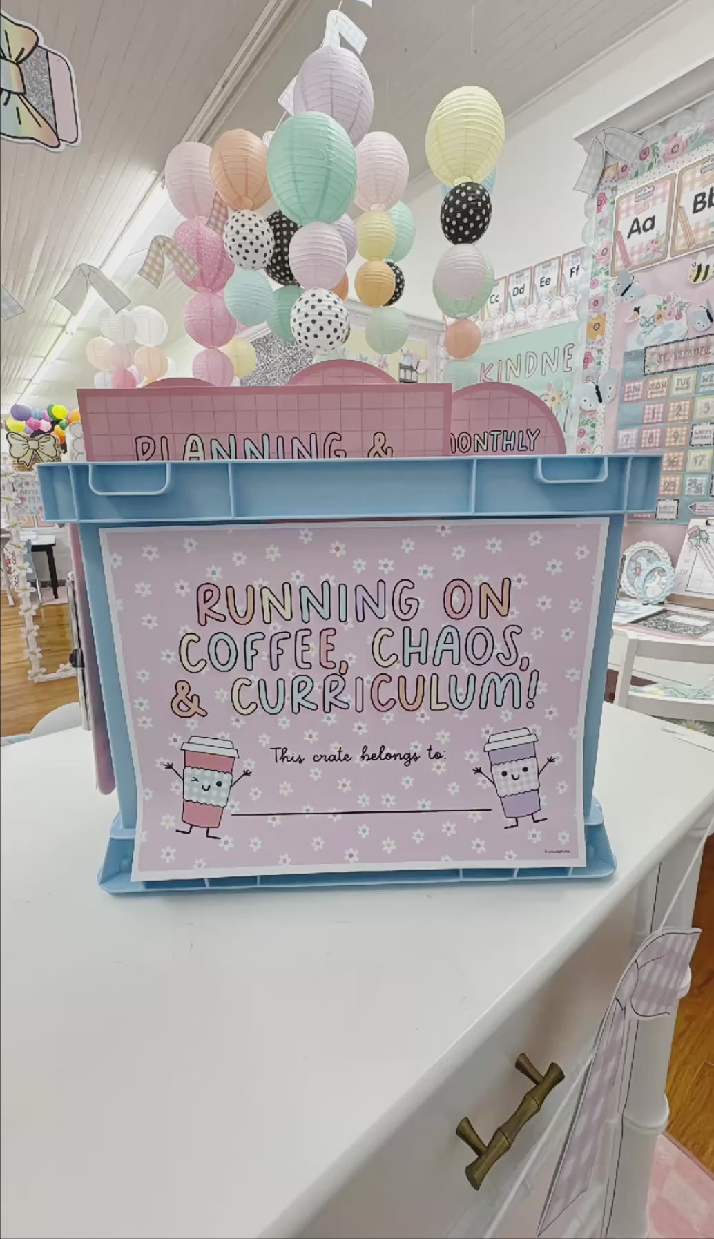 Printable Pastel Editable Organized Teacher System Bin | Pretty in Pastel