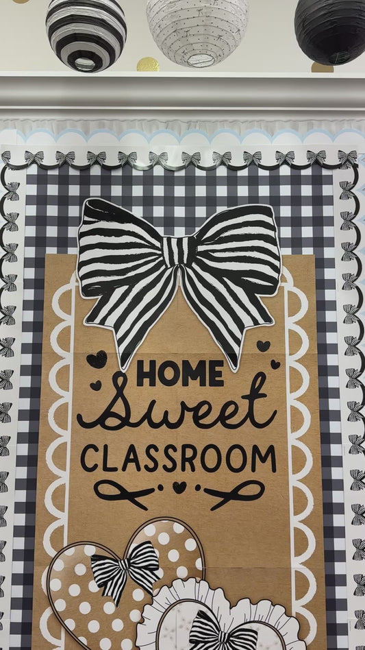 simply sweet classic black and white home sweet classroom door decor