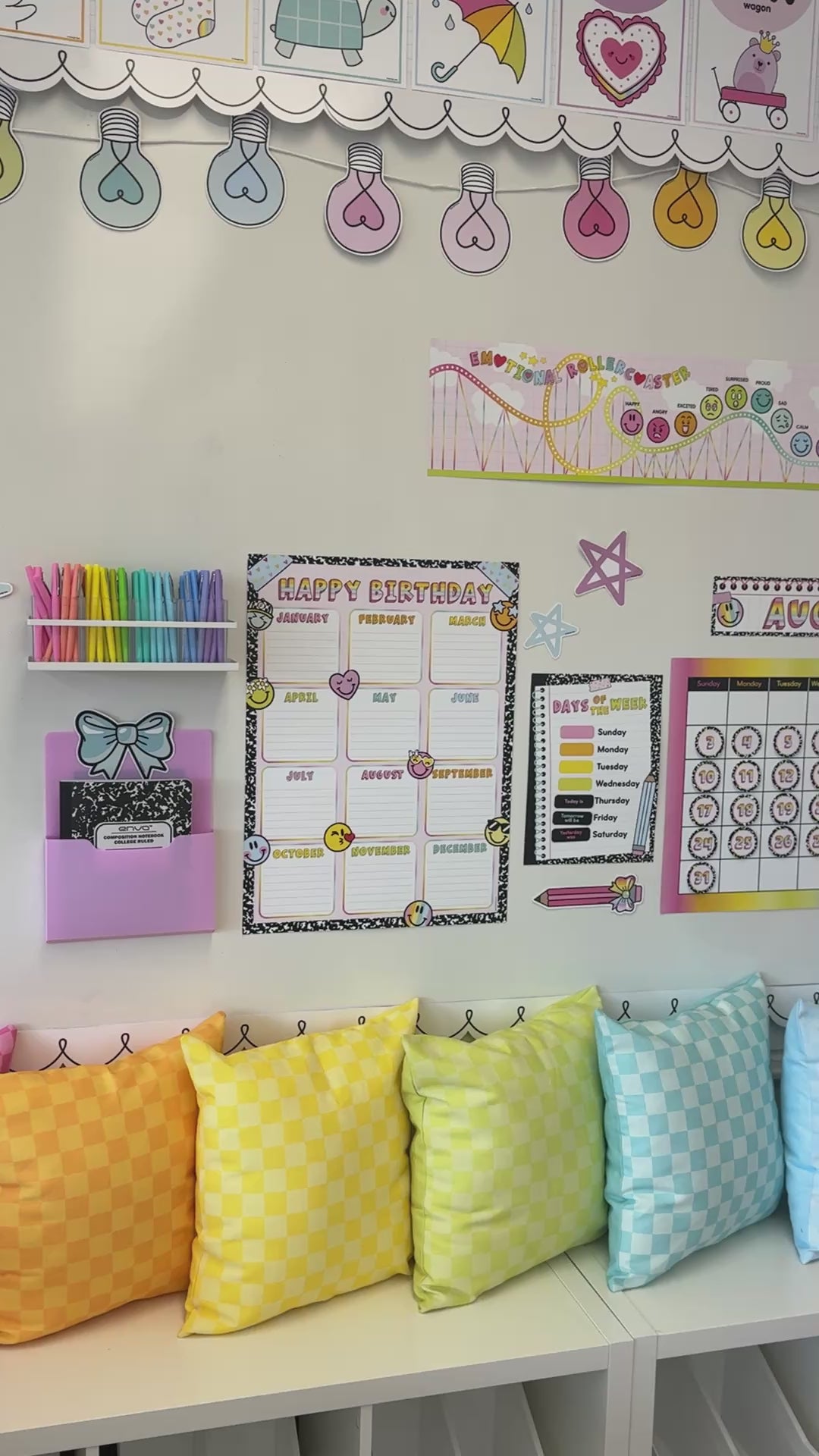rainbow pastel birthday chart 