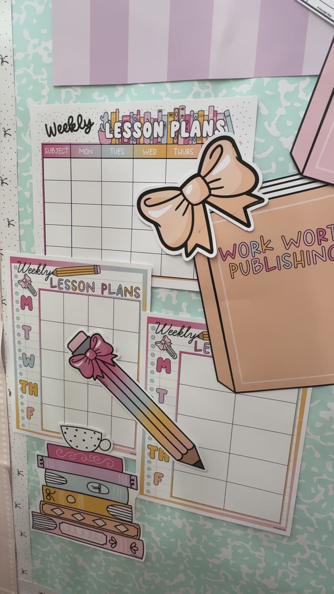 Pastel purple striped read more books poster 