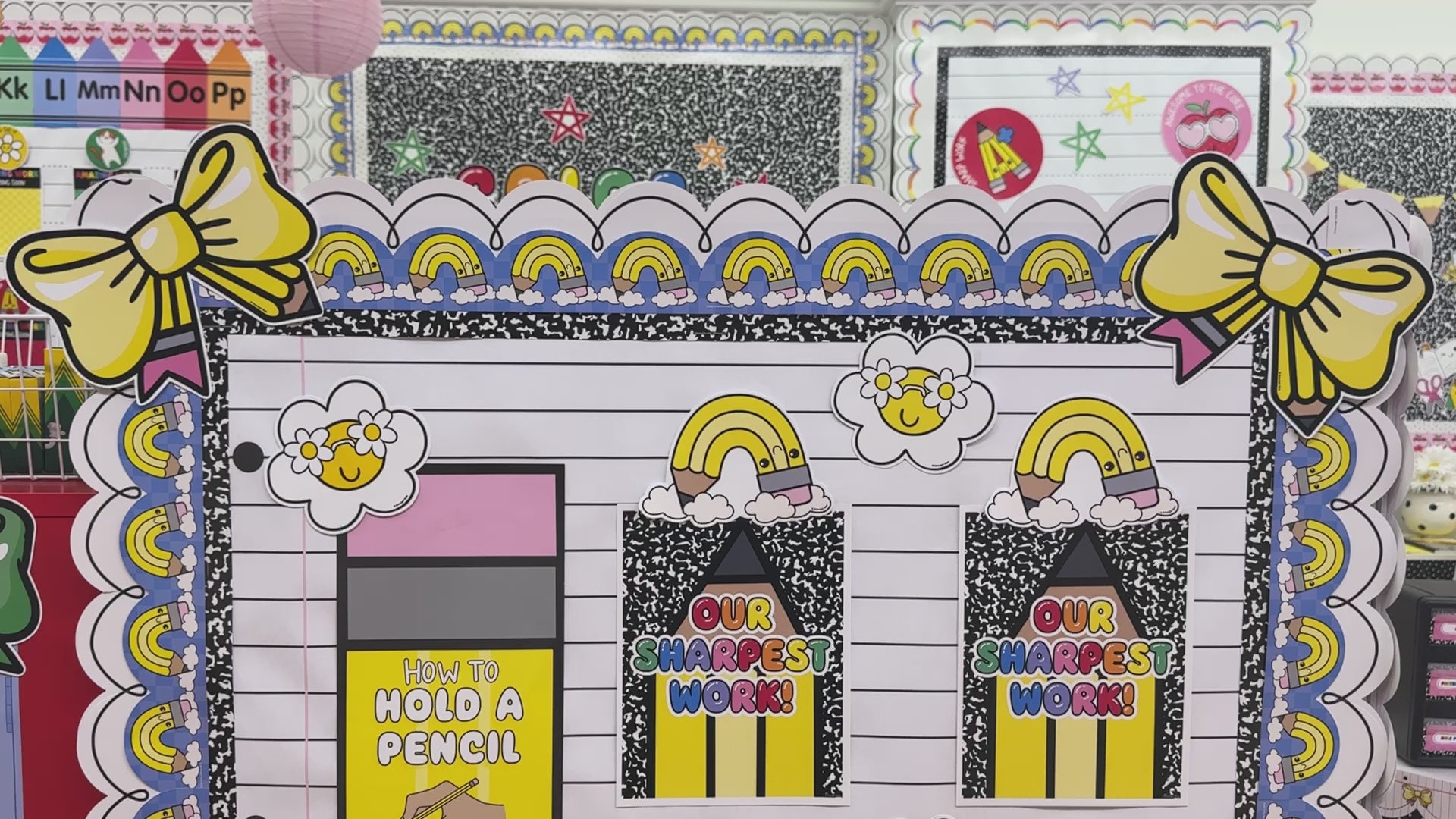 Pencil rainbow bulletin board cutouts 