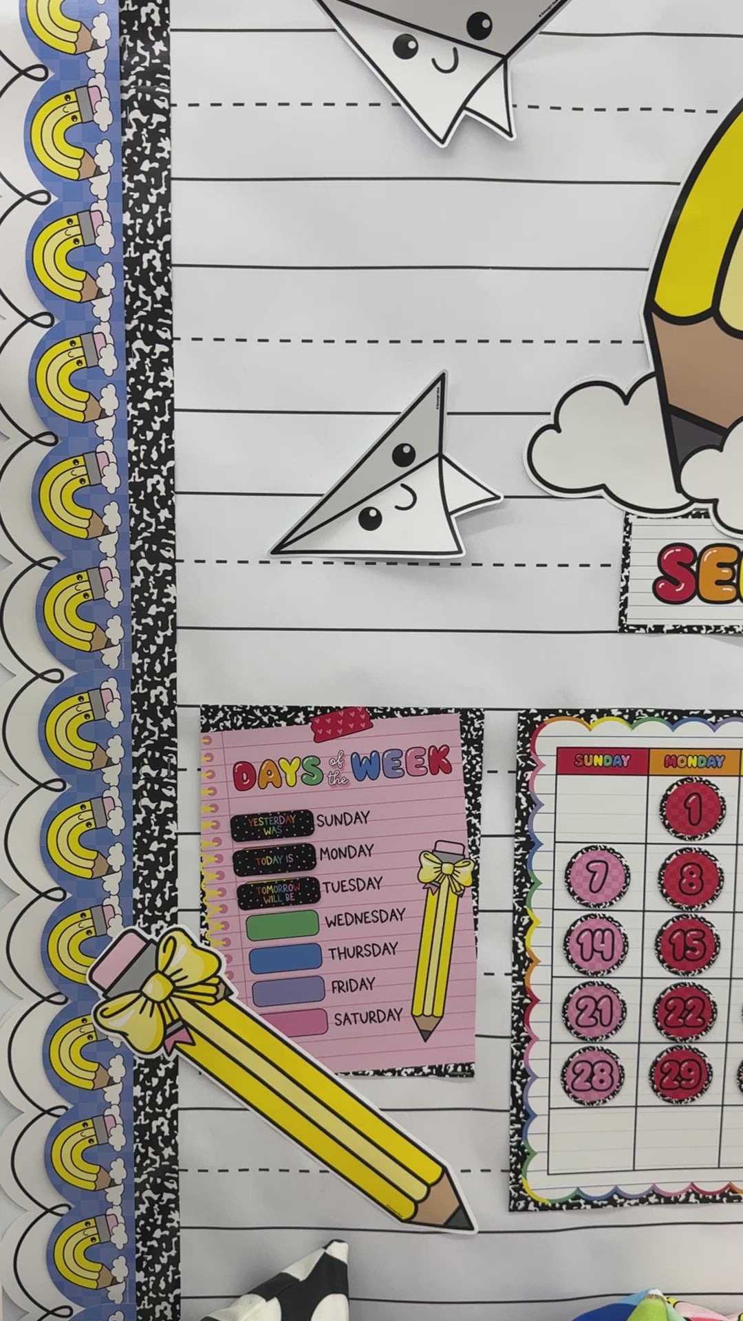 Bright rainbow calendar bulletin board 