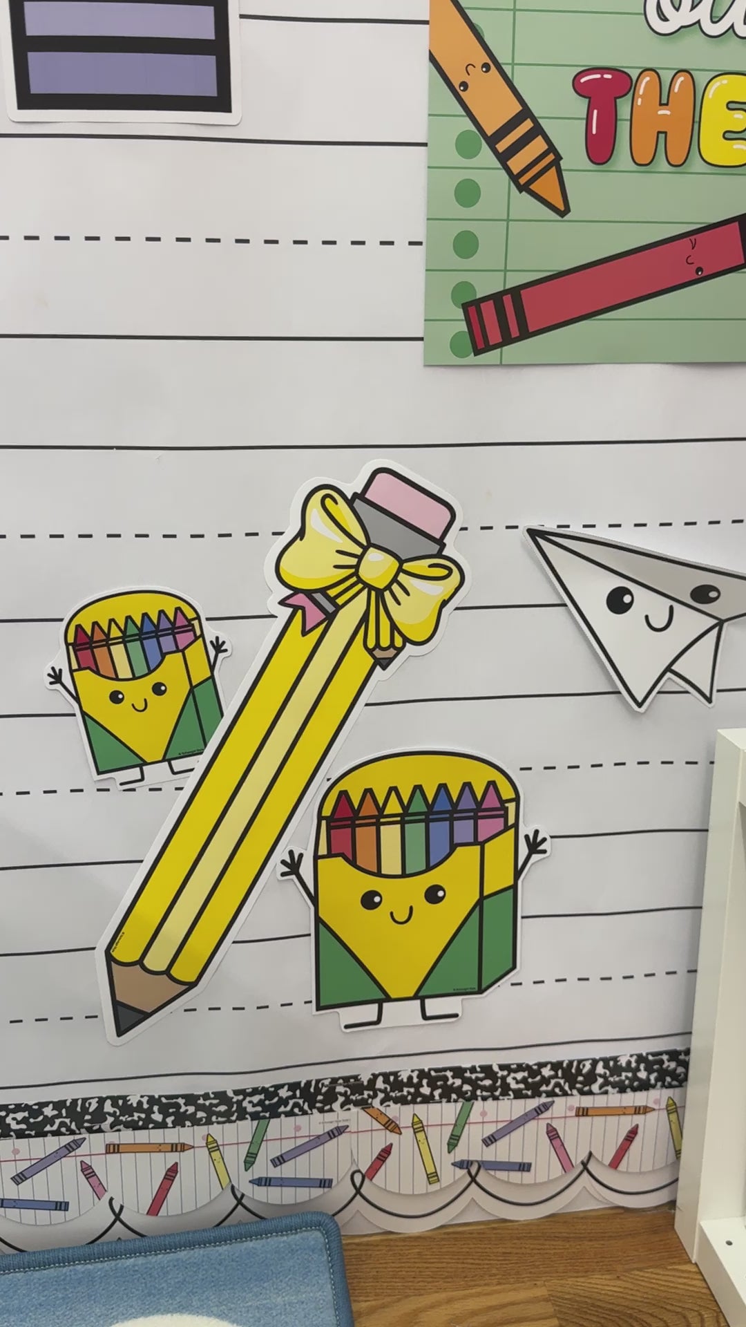 Bright rainbow crayon box bulletin board cutouts 