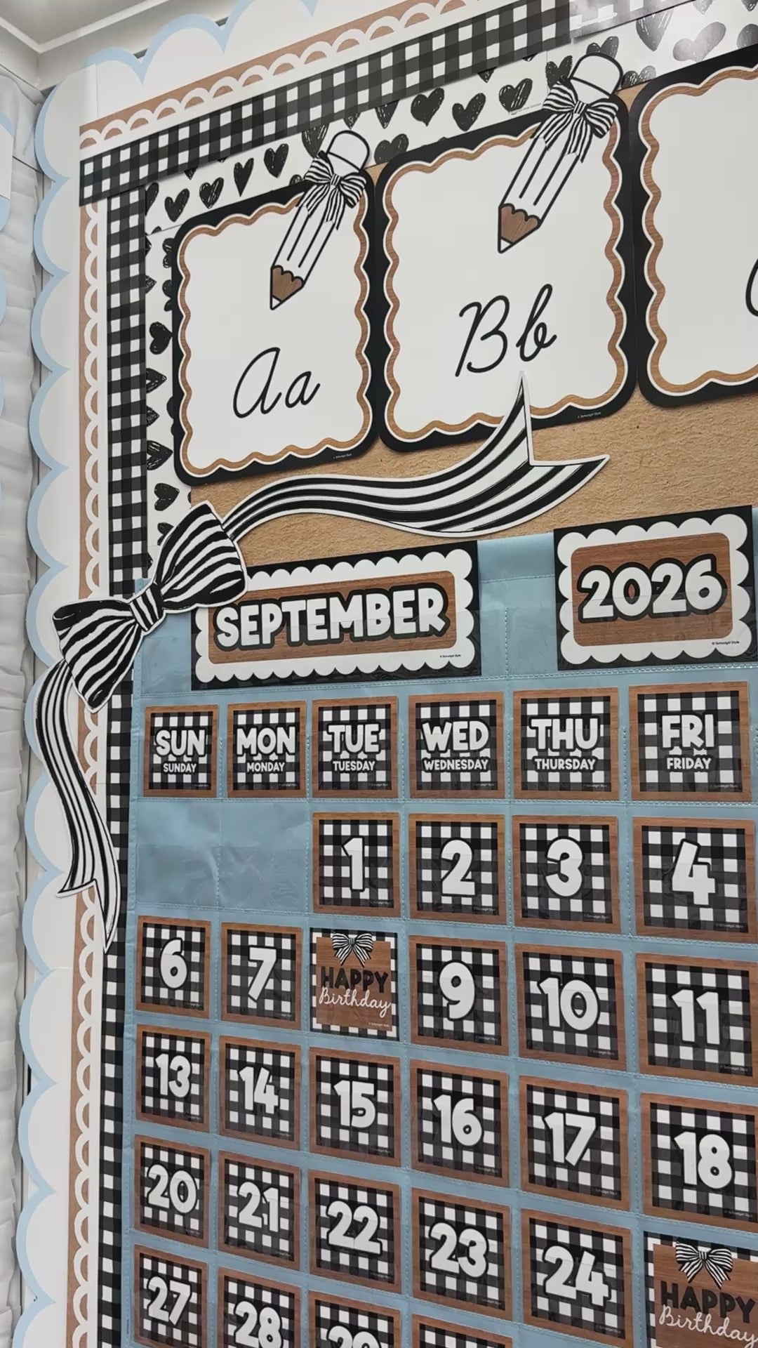 Classic Black and White Striped Bow Calendar Topper | Simply Sweet