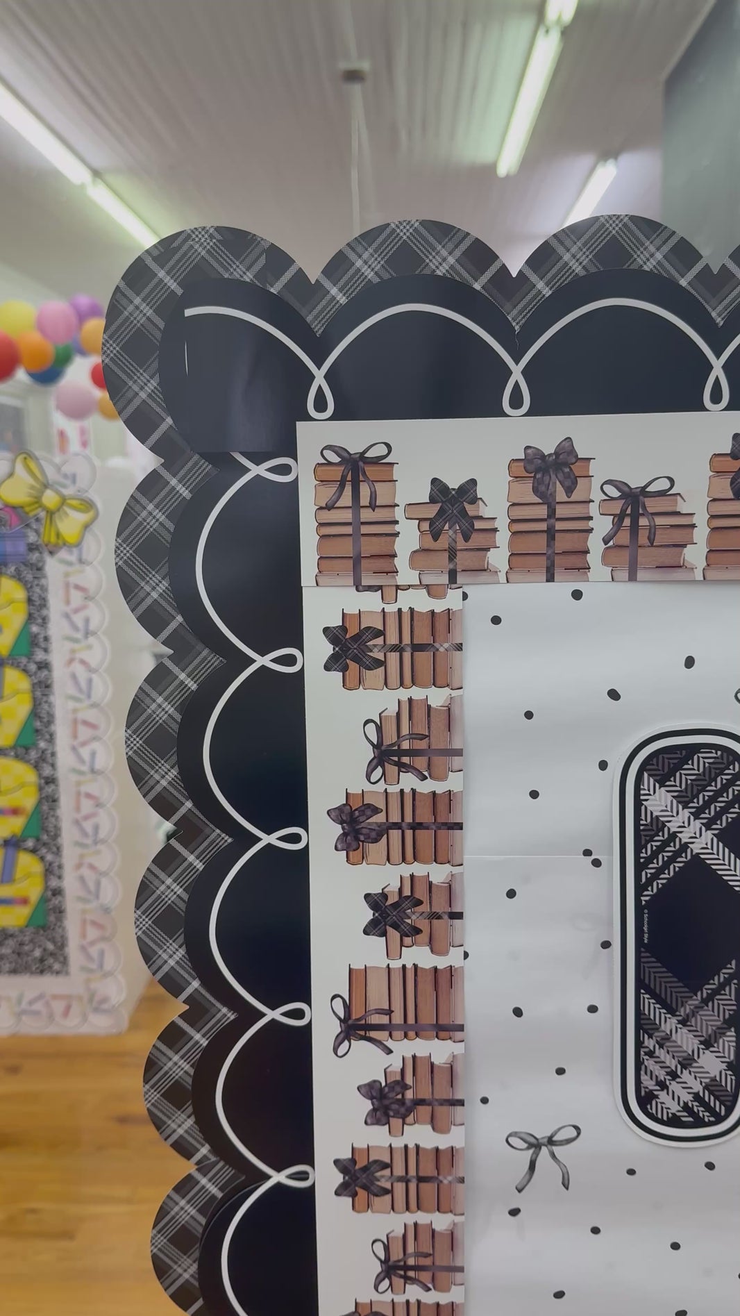 Black and white plaid, book stack and favorite border bundle 