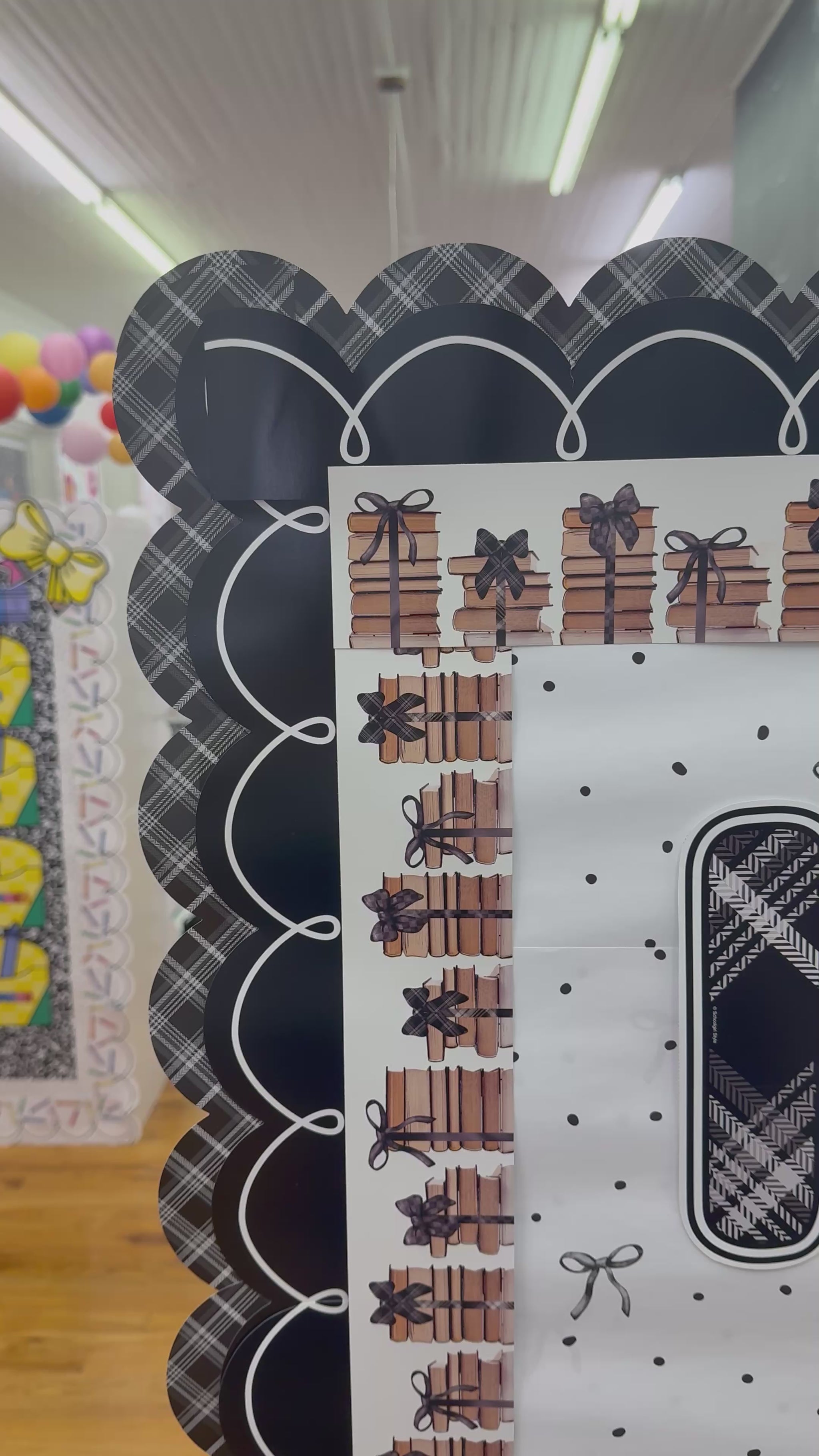 Black and white plaid, book stack and favorite border bundle 