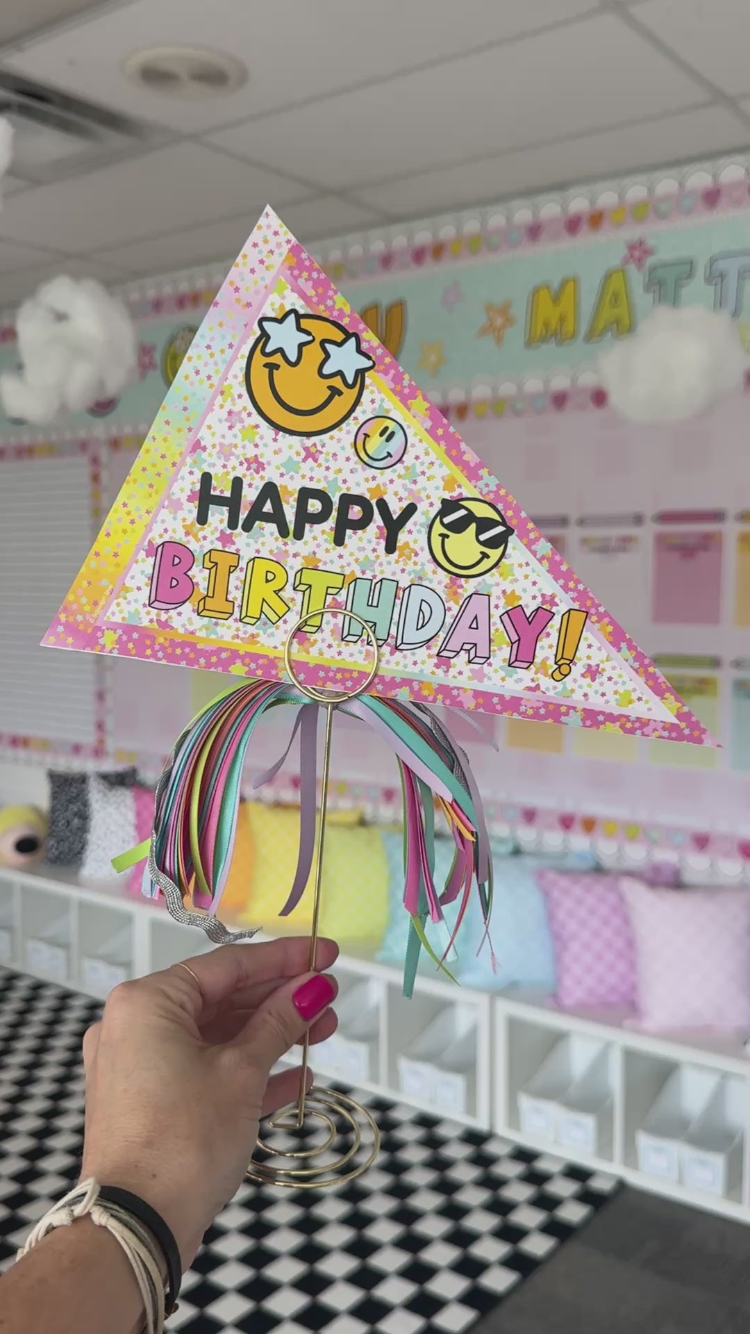 rainbow happy birthday pennants 